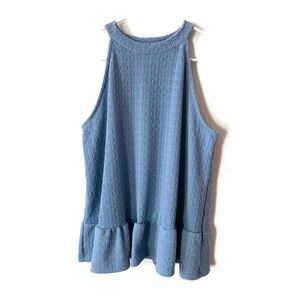 Anthropolgie NWOT W5 Ruffled Bottom  Textured Dressy Blue Tank Top size L